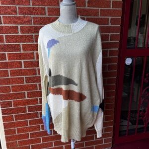 Brownstone sweater landscape camo mohair knit natural XL